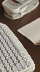 Imagen de referencia de HotFox Teclado y Mouse Inalámbricos Estilo Retro (Azul)